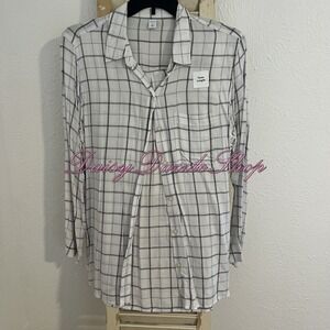 ✨New Old Navy Womens Tunic Shirt XL White Black Stripe V Neck Long Sleeve NWT✨
